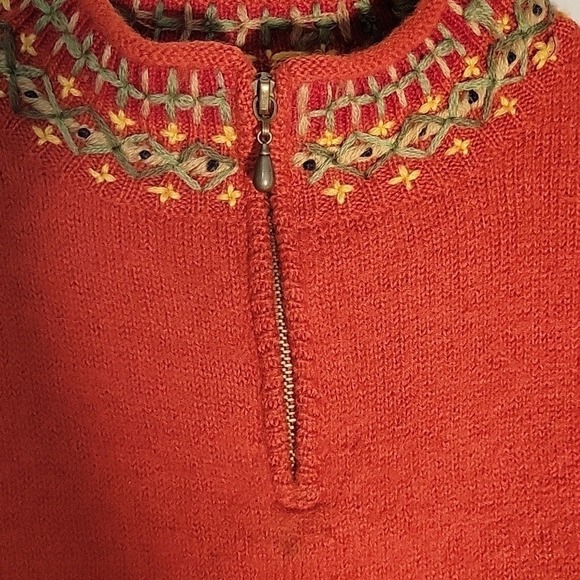TIMBERLEA Women's‎ Wool Knit Embroidered Stitched Beaded Sweater Pullover Red - Picture 4 of 6